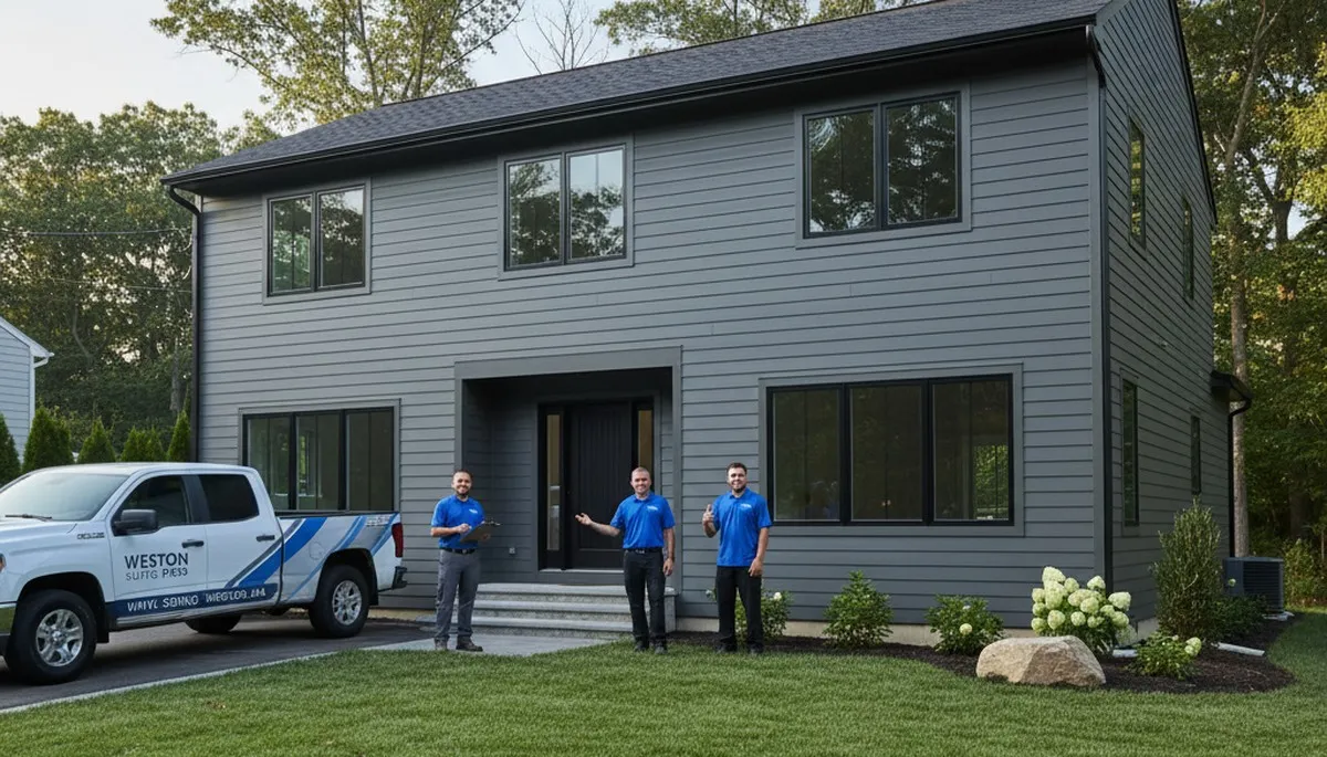 Professional vinyl siding installation on home exterior in Medford, MA